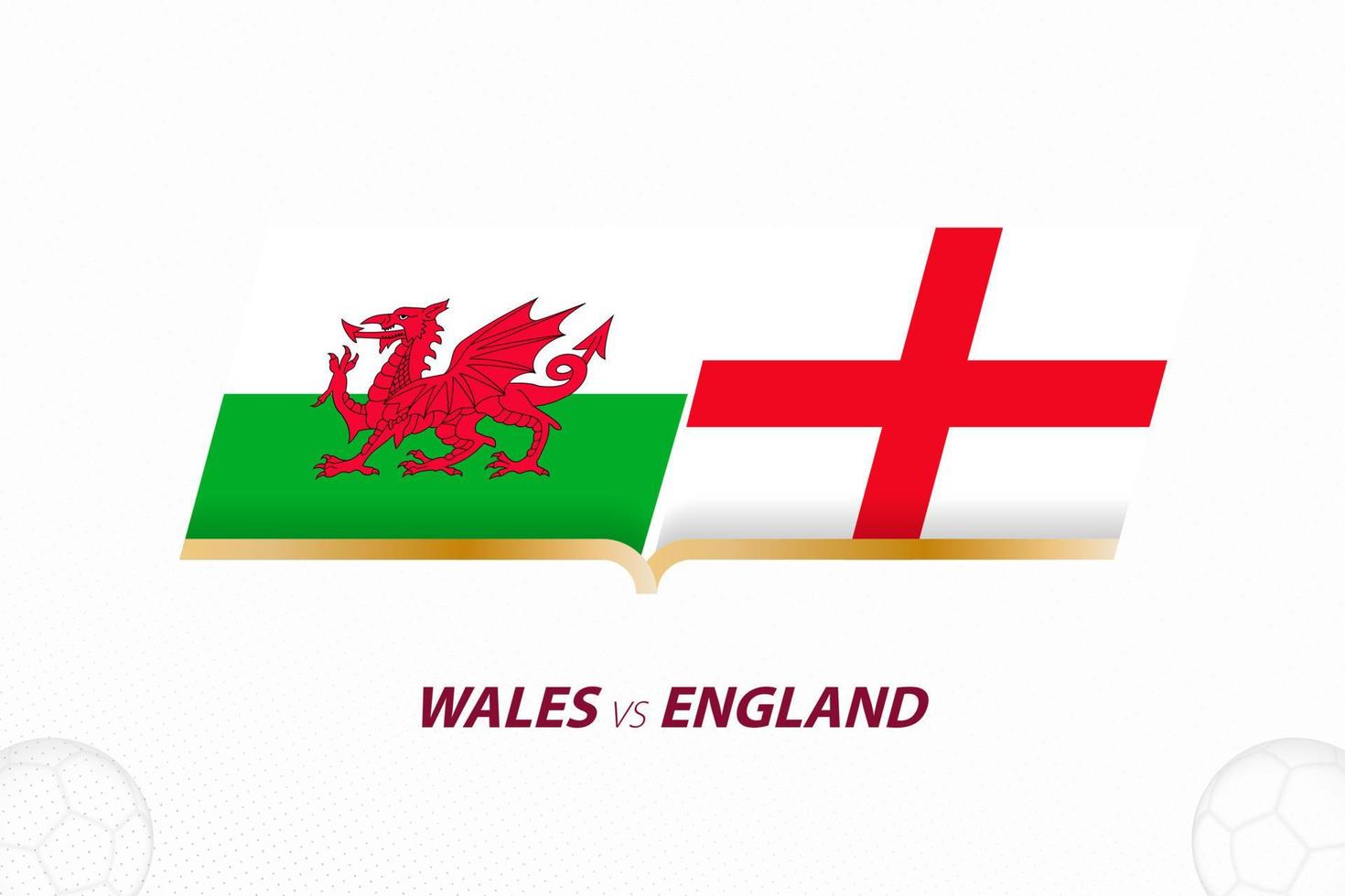 Wales vs Engeland in Amerikaans voetbal wedstrijd, groep a. versus icoon Aan Amerikaans voetbal achtergrond. vector