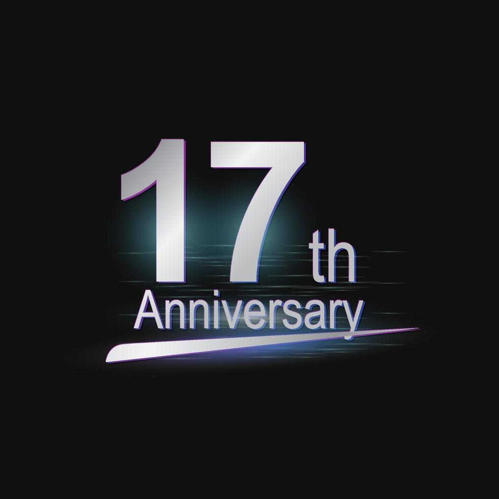 zilver 17e jaar verjaardag viering modern logo vector