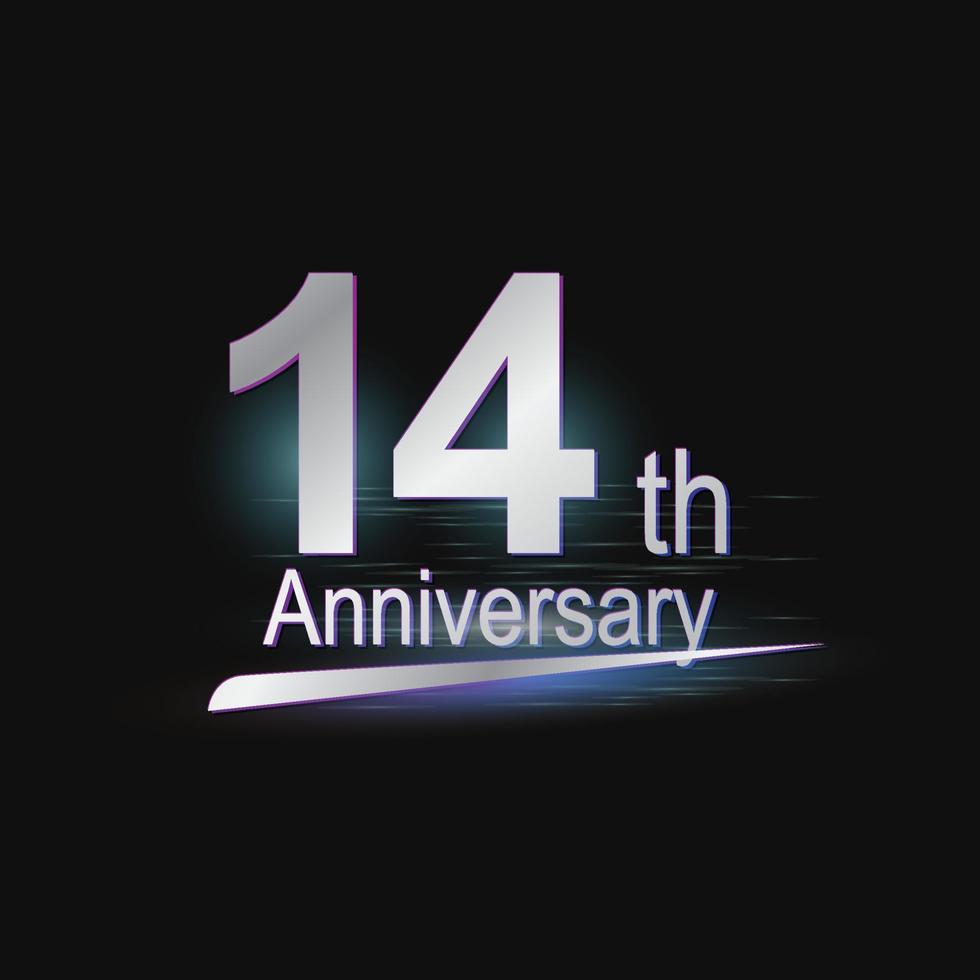 zilver 14e jaar verjaardag viering modern logo vector