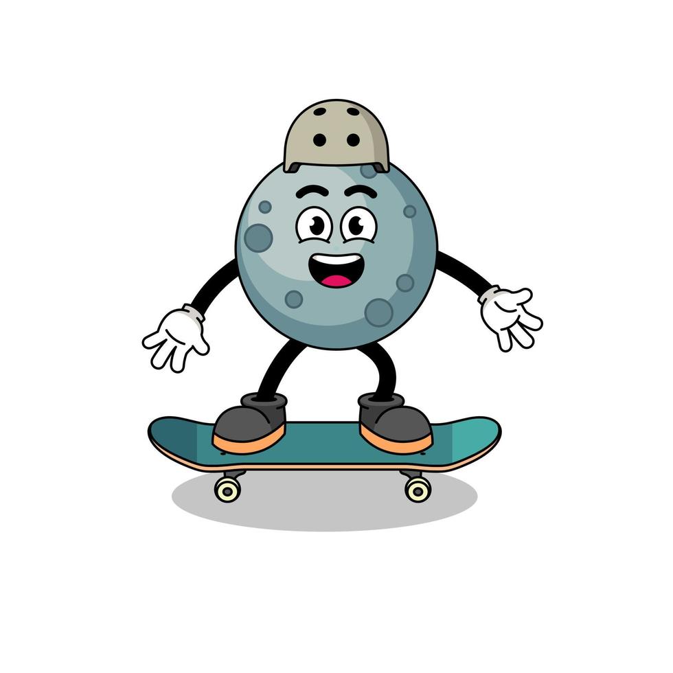 asteroïde mascotte spelen een skateboard vector