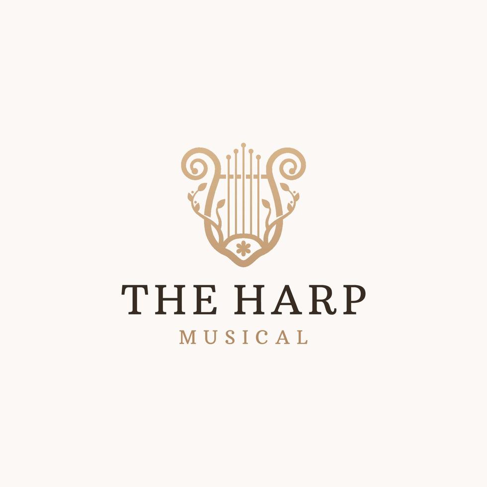 harp musical instrument logo icoon ontwerp sjabloon vlak vector