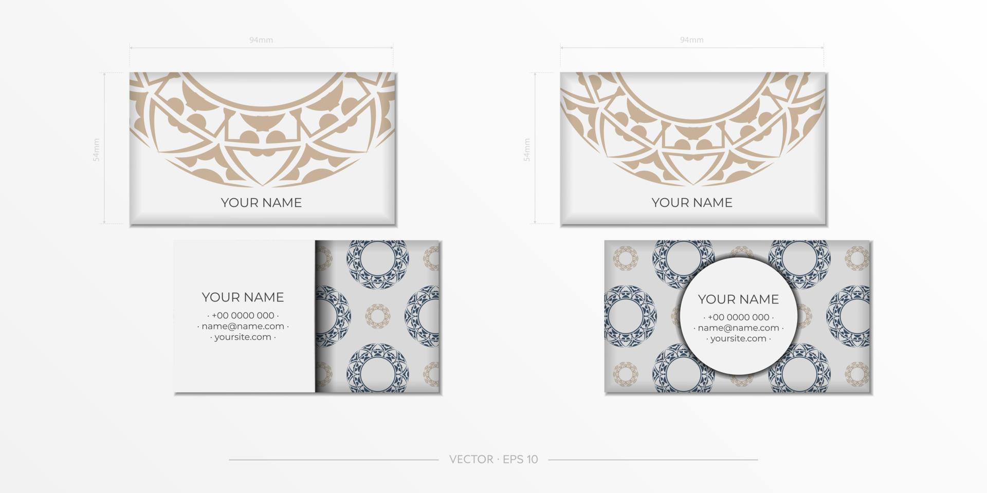 sjabloon voor afdrukken ontwerp van bedrijf kaarten van wit kleur met ornament. vector bedrijf kaart voorbereiding met plaats voor uw tekst en abstract patronen.