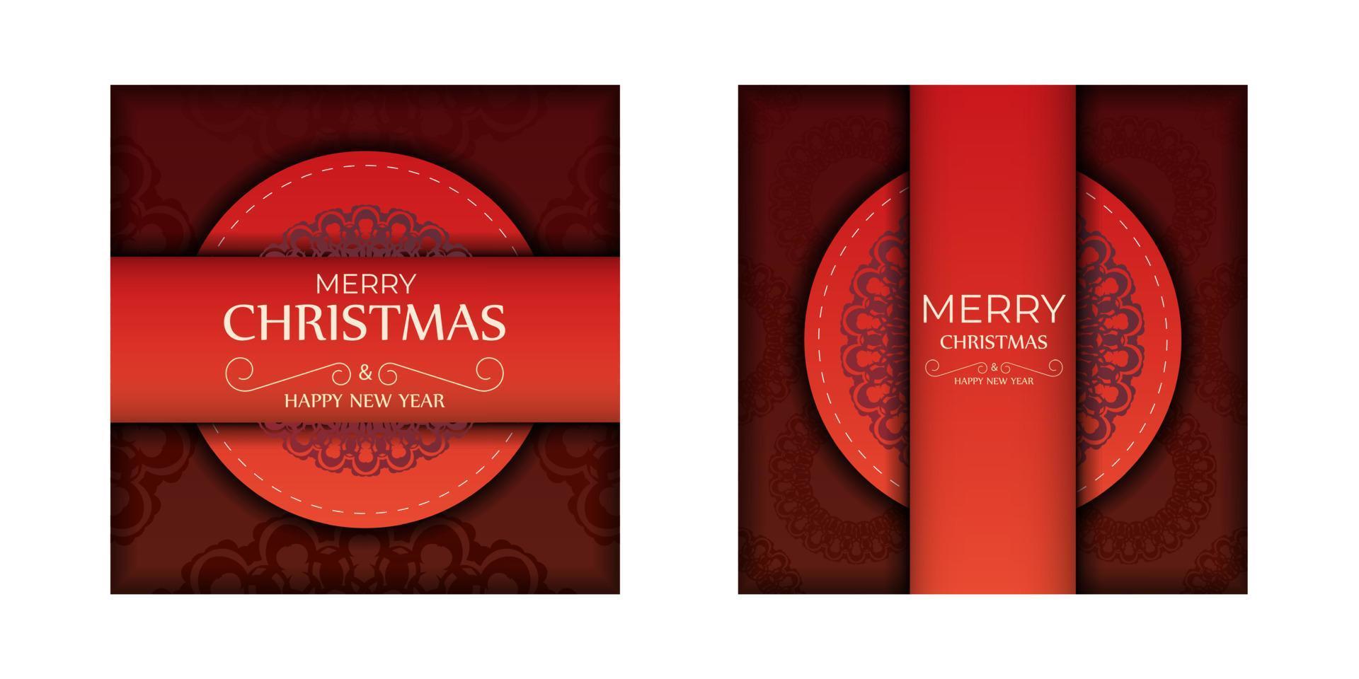 vakantie folder vrolijk Kerstmis en gelukkig nieuw jaar rood kleur met abstract bordeaux patroon vector