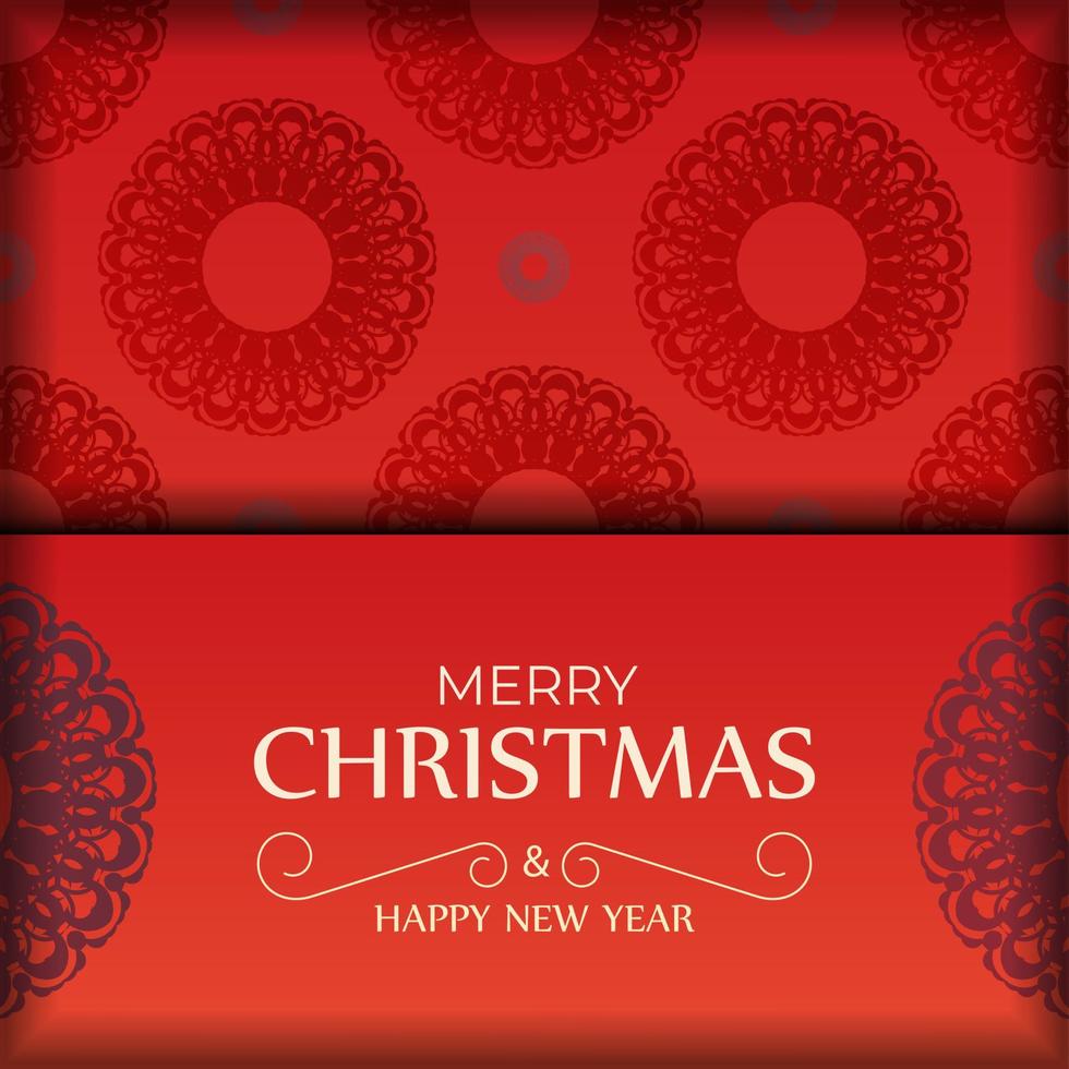 vakantie kaart vrolijk Kerstmis en gelukkig nieuw jaar rood kleur met winter bordeaux patroon vector
