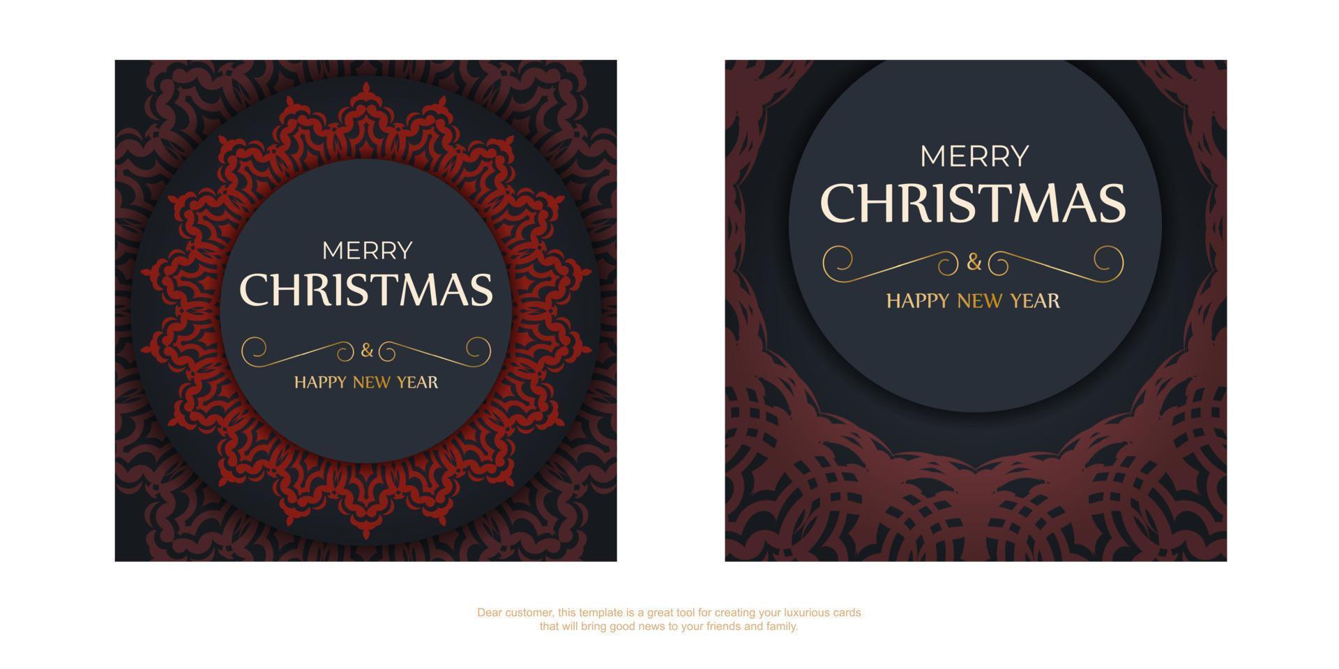 vrolijk Kerstmis klaar om te printen grijs kleur groet kaart ontwerp met winter patronen. vector sjabloon poster gelukkig nieuw jaar en rood ornament.