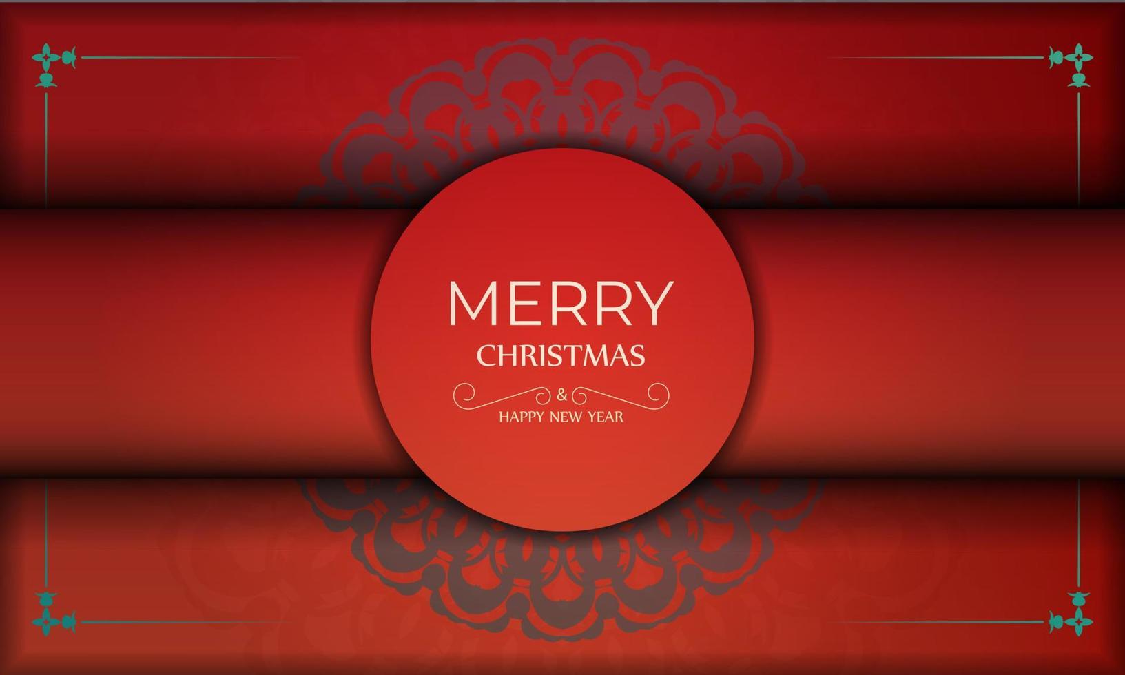 feestelijk brochure vrolijk Kerstmis rood met wijnoogst bordeaux ornament vector