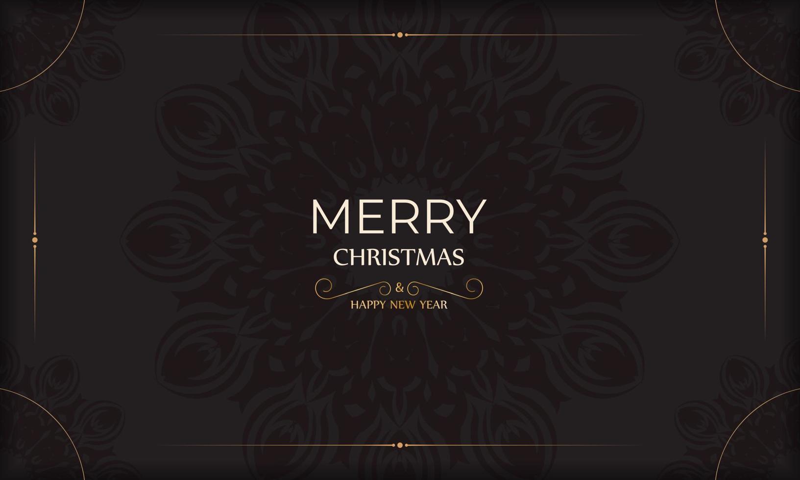 ontwerp achtergrond met met oranje winter ornament. vrolijk Kerstmis sjabloon banier met oranje winter wijnoogst ornamenten in zwart. vector