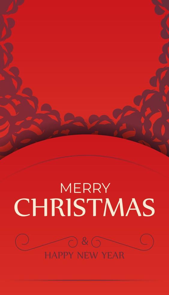brochure sjabloon vrolijk Kerstmis en gelukkig nieuw jaar rood kleur met wijnoogst bordeaux ornament vector