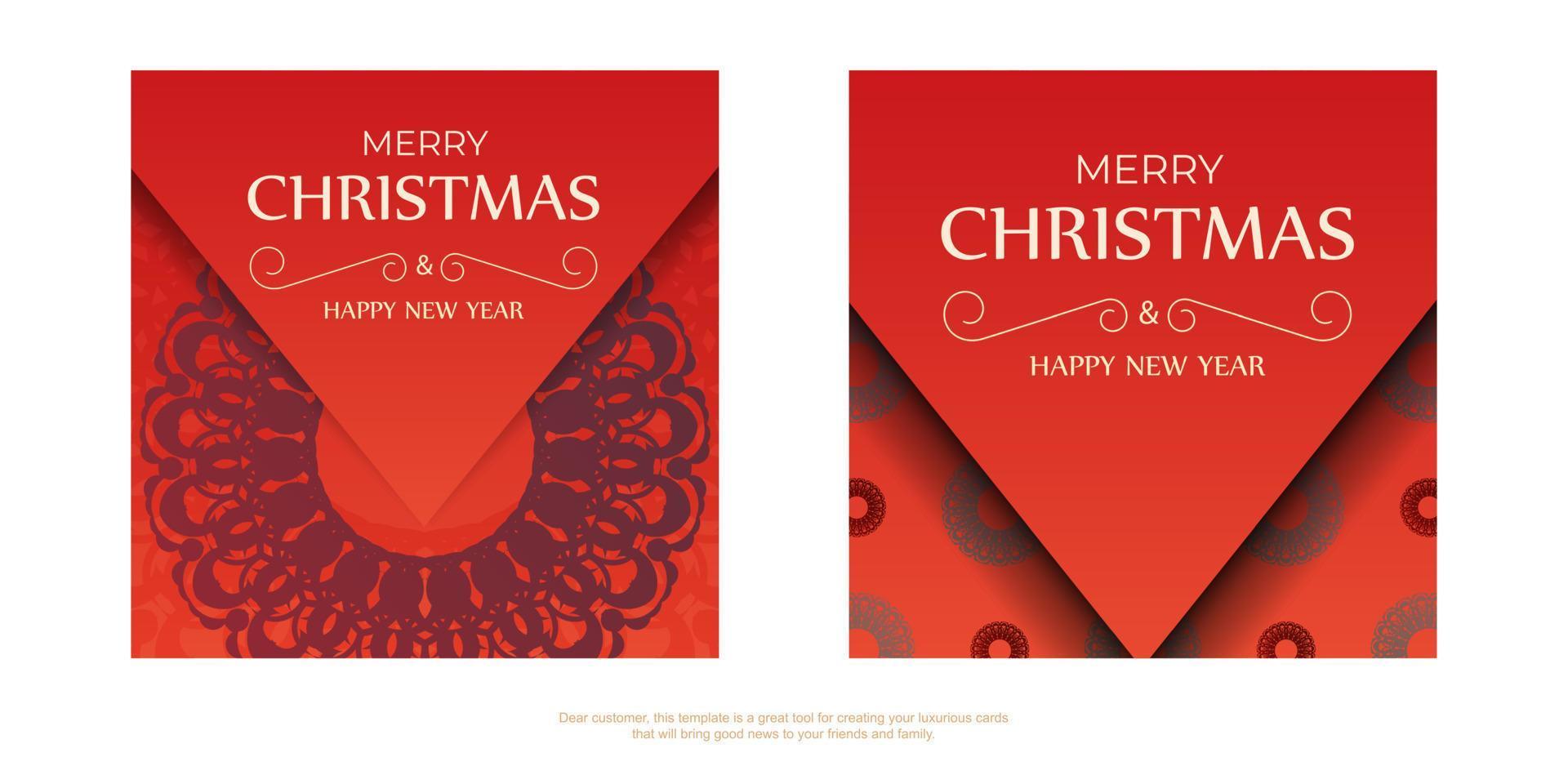 rood kleur gelukkig nieuw jaar brochure met winter bordeaux ornament vector