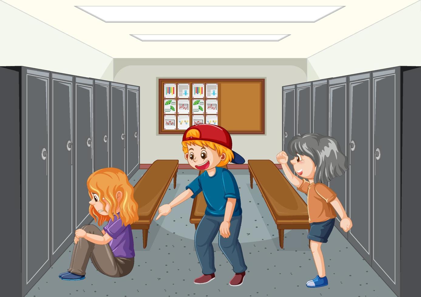 school- pesten met leerling tekenfilm tekens vector