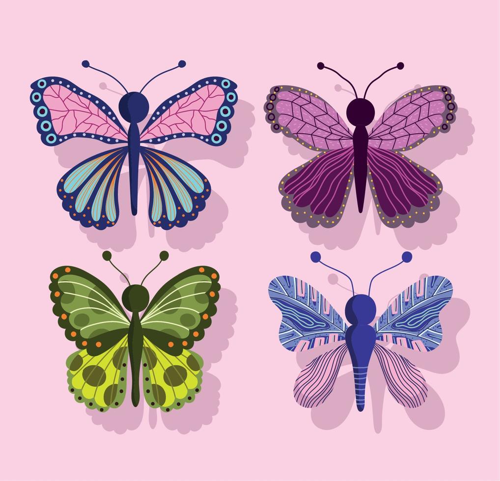 vlinders dieren fauna natuurlijk decoratief kleur verzameling vector