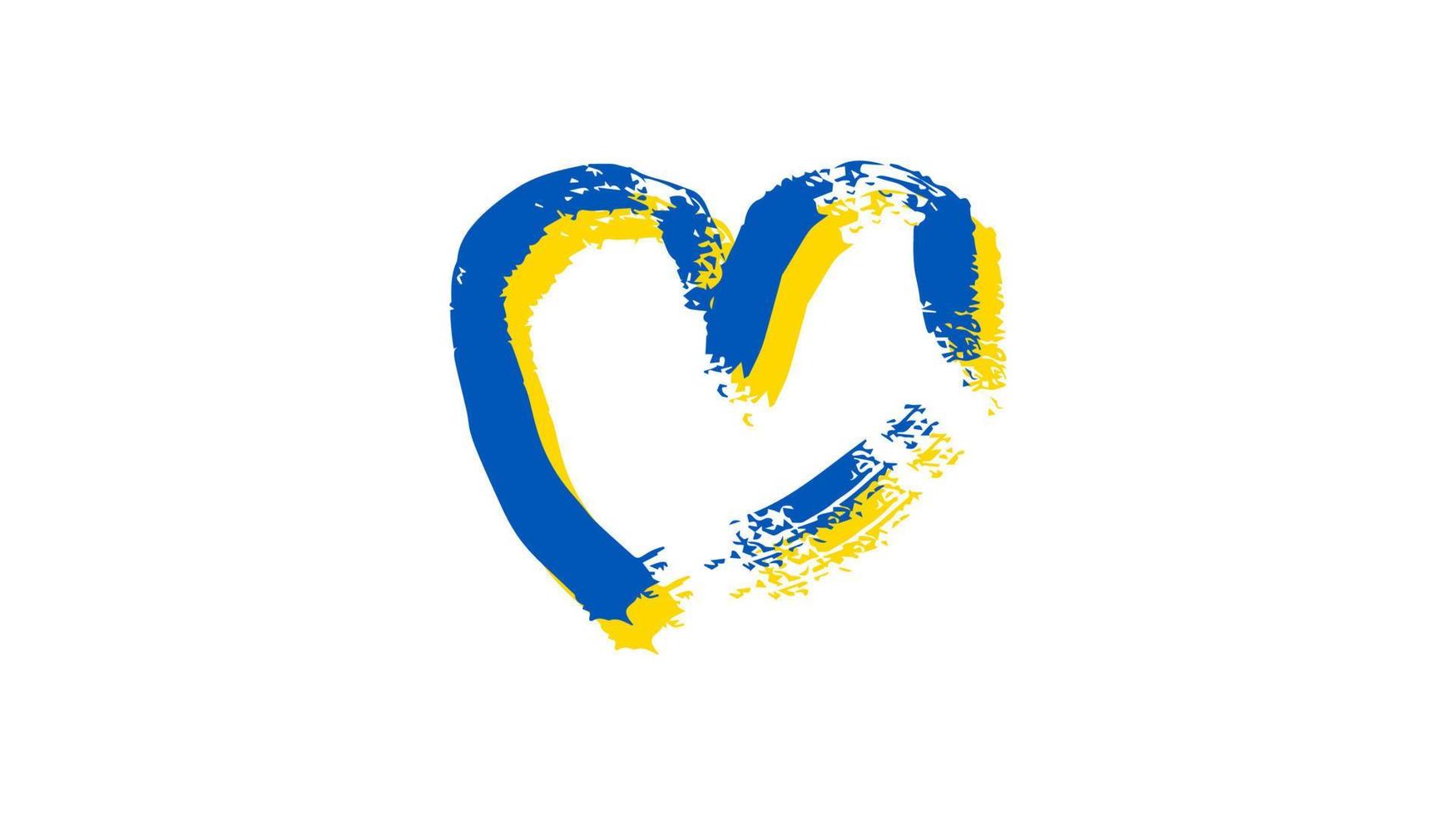 hand- getrokken hart in oekraïens kleuren. grunge geel en blauw tekening hart Aan wit achtergrond. vector illustratie