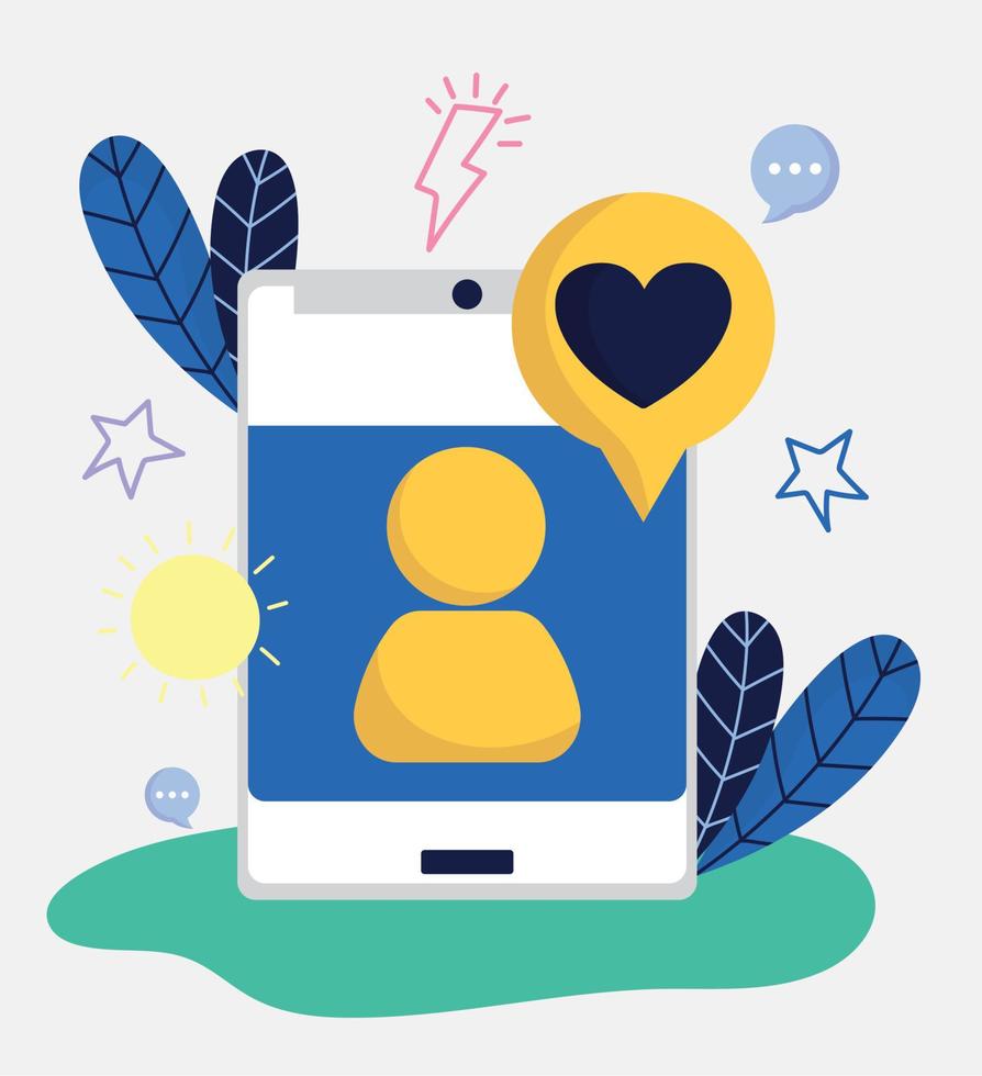 smartphone avatar liefde toespraak bubbel sociaal media vector