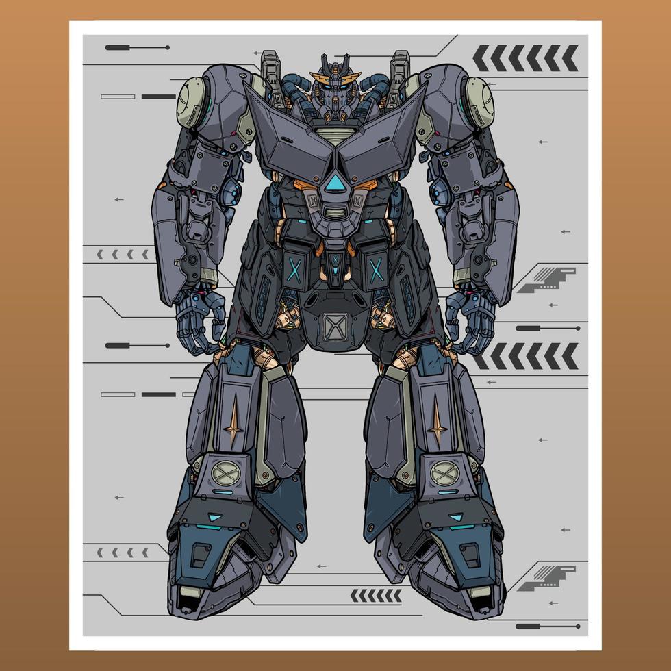 detail mecha robot gundams gebouwd door hoofd arm lichaam been wapen illustratie premie vector