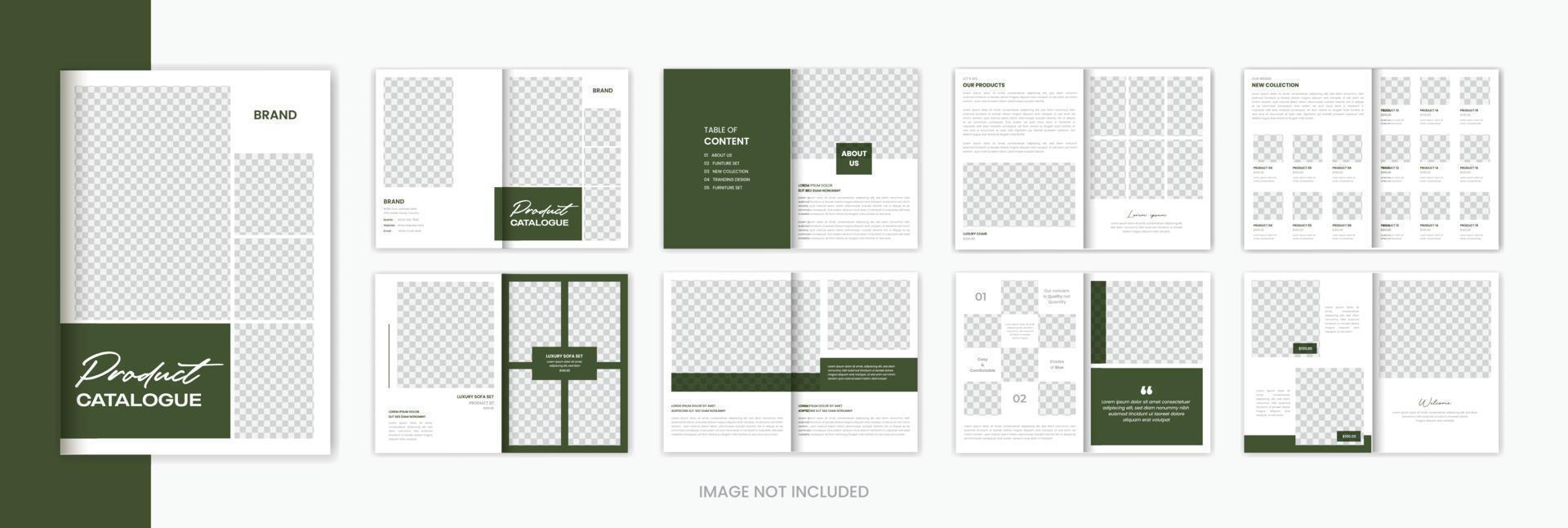 olijf- Product catalogus brochure ontwerp sjabloon , minimaal Product catalogus lay-out voor Hoes vector