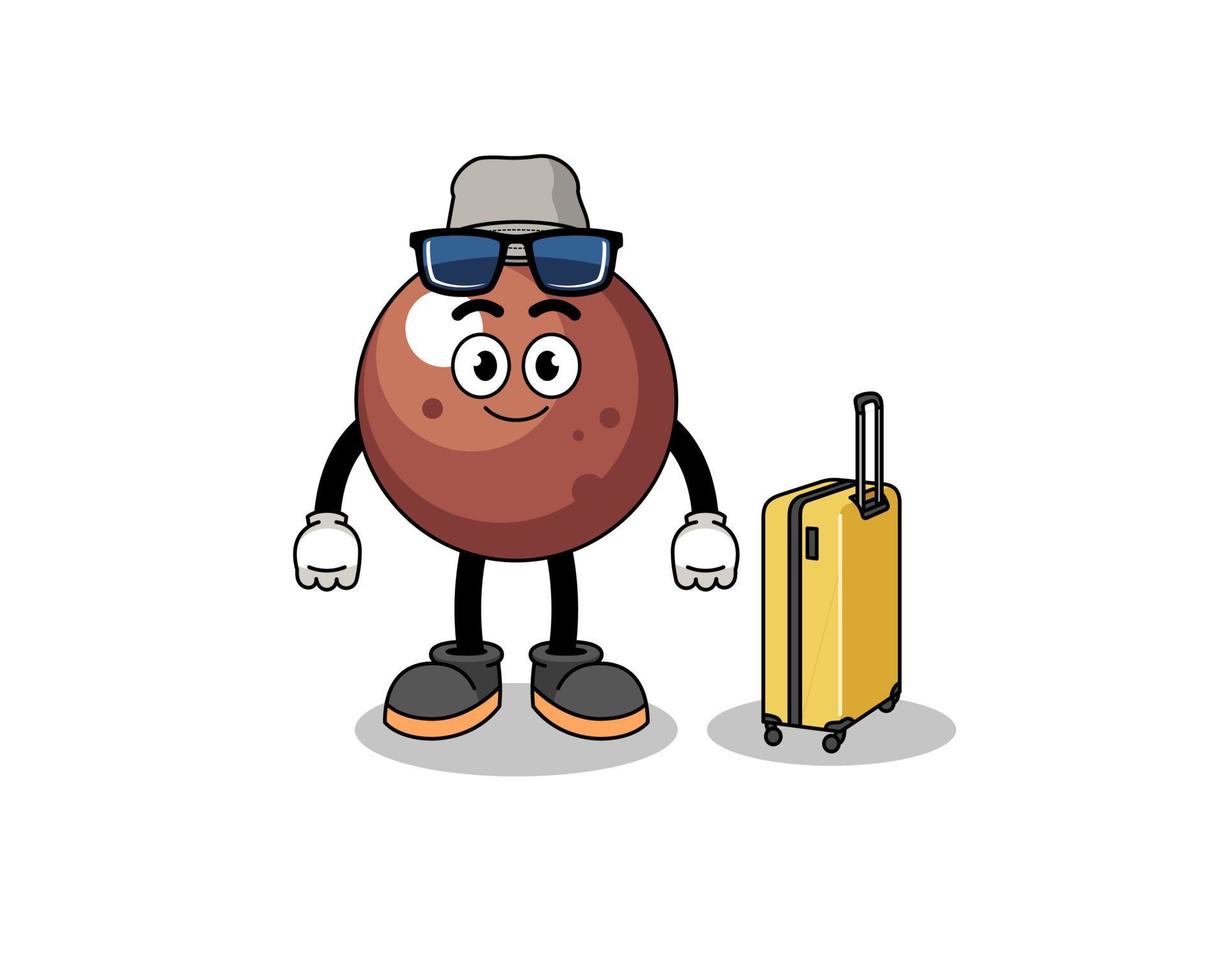 chocola bal mascotte aan het doen vakantie vector