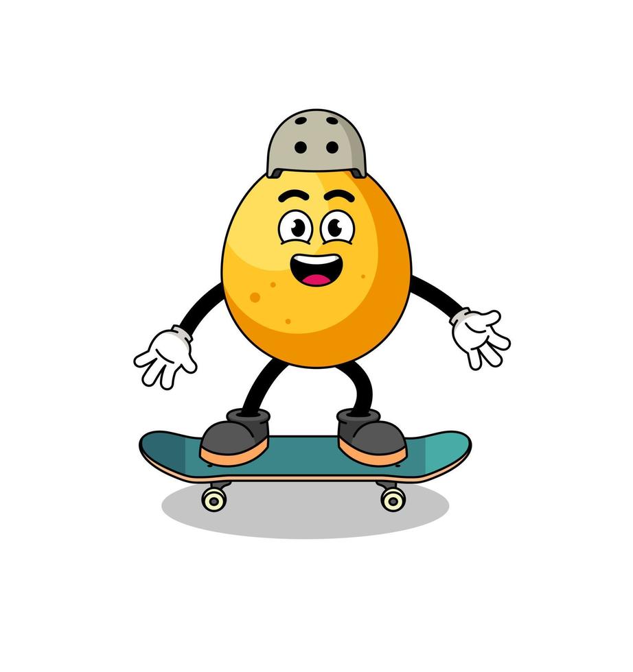 gouden ei mascotte spelen een skateboard vector