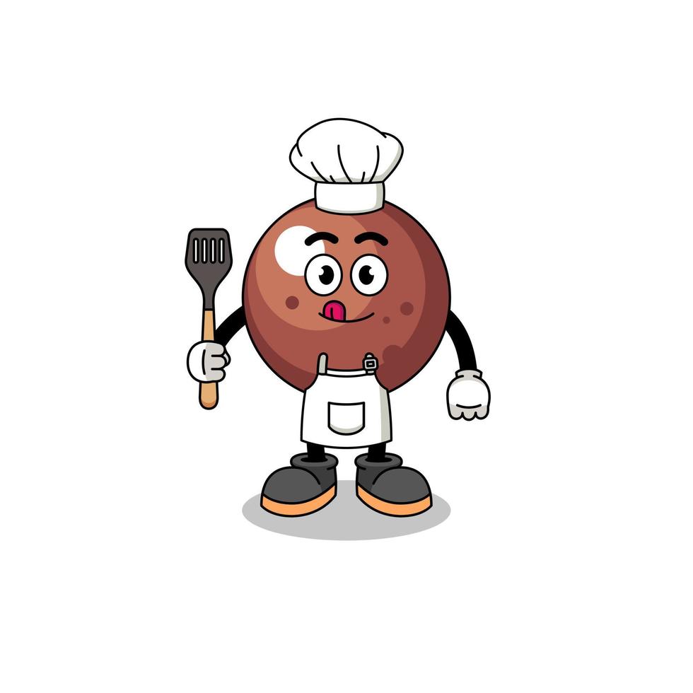mascotte illustratie van chocola bal chef vector