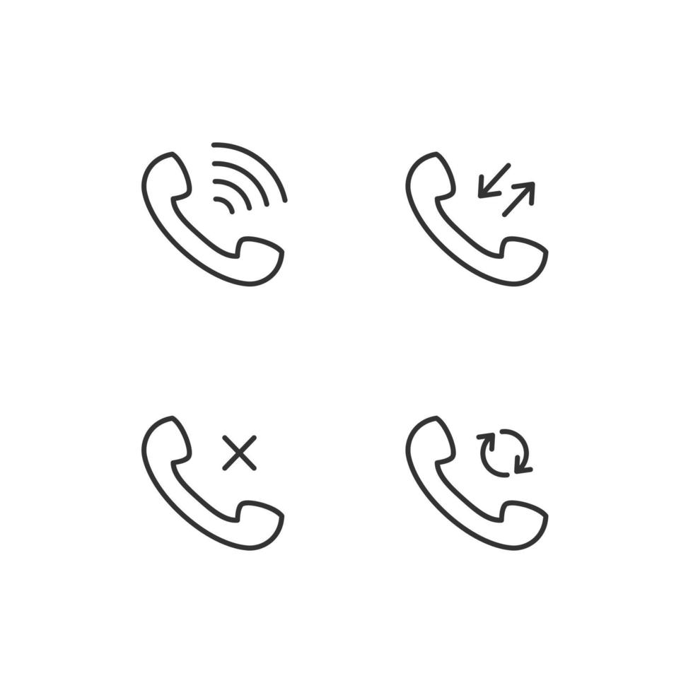 telefoontje icoon symbool reeks vector gebruiker koppel ontwerp illustratie zwart schets rinkelen Verbinden afwijzen oproepen