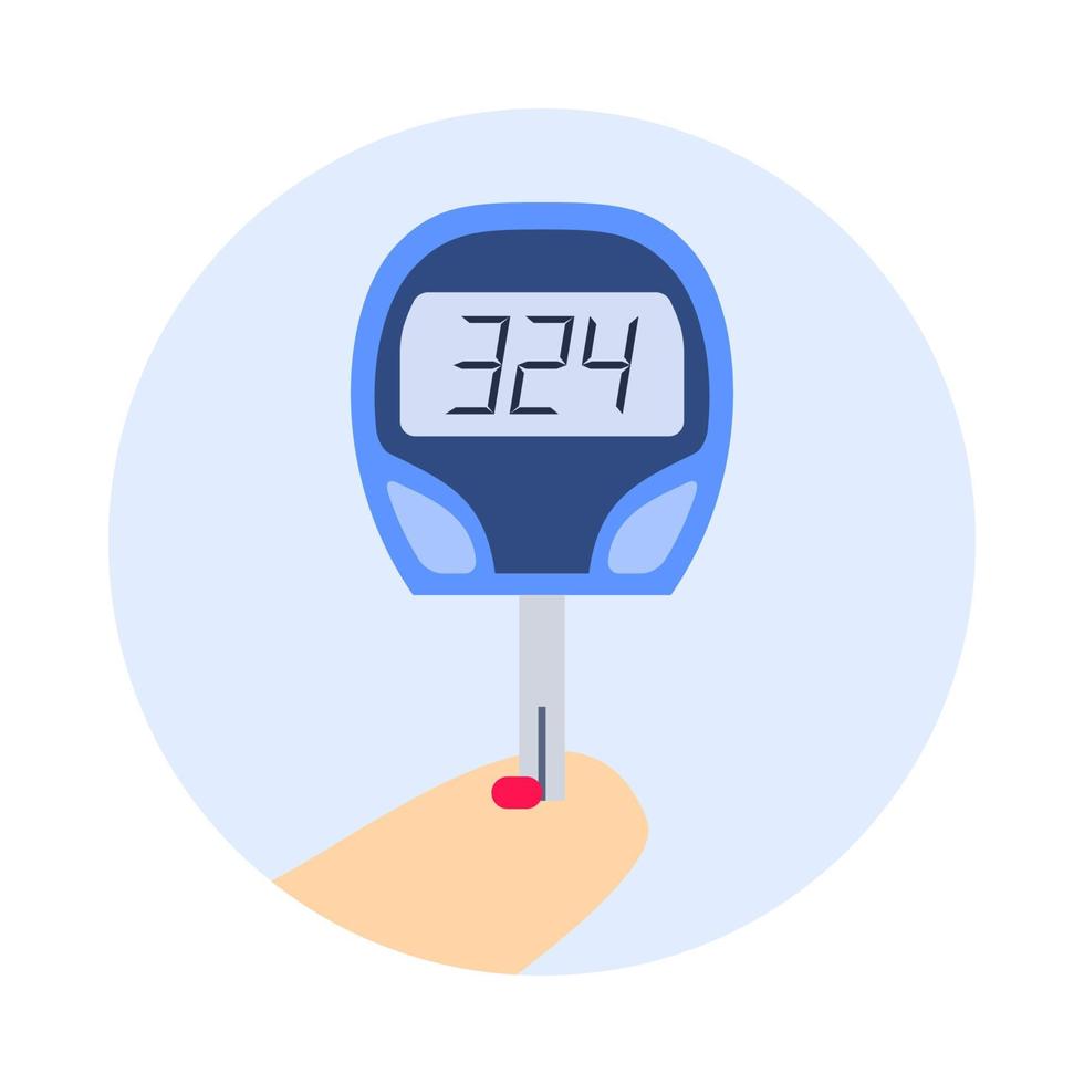 bloed controle diabetes met glucose toezicht houden op meter vinger prik icoon vector illustratie