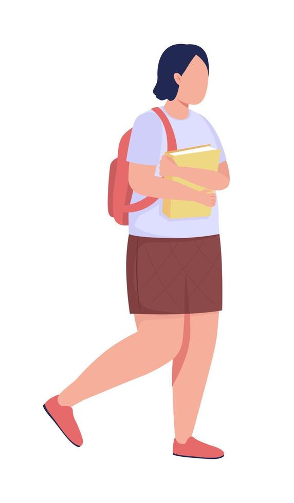 college leerling semi vlak kleur vector karakter. bewerkbare figuur. vol lichaam persoon Aan wit. meisje met leerboeken gemakkelijk tekenfilm stijl illustratie voor web grafisch ontwerp en animatie