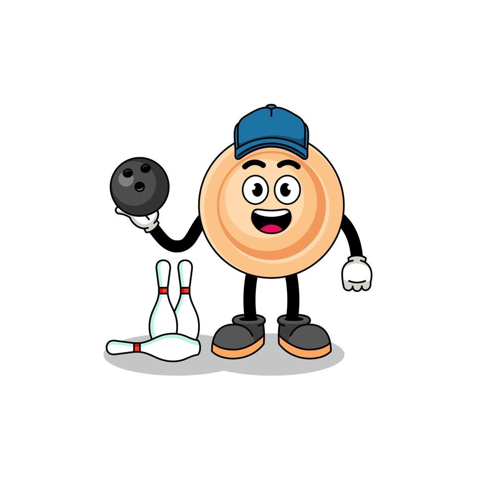 mascotte van knop net zo een bowling speler vector