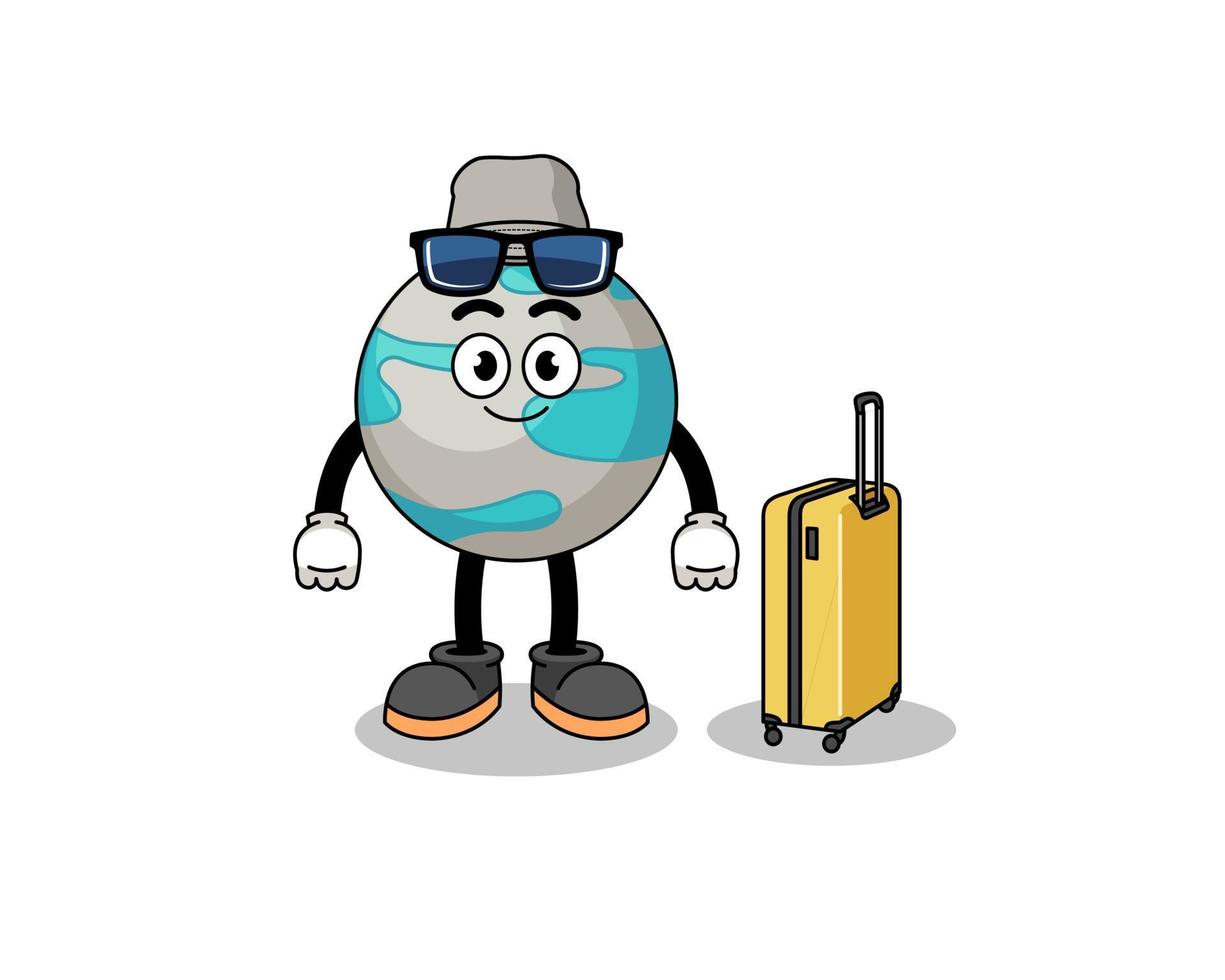 planeet mascotte aan het doen vakantie vector