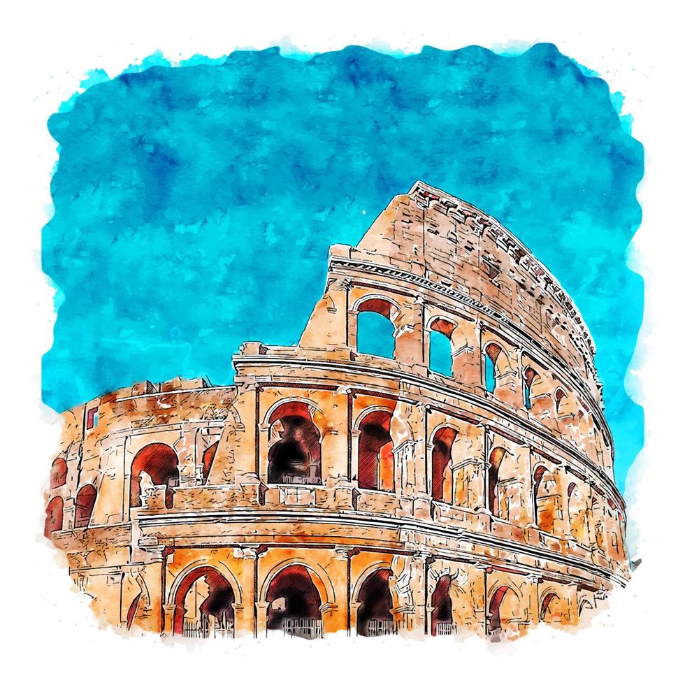 rome italië aquarel schets hand getekende illustratie vector