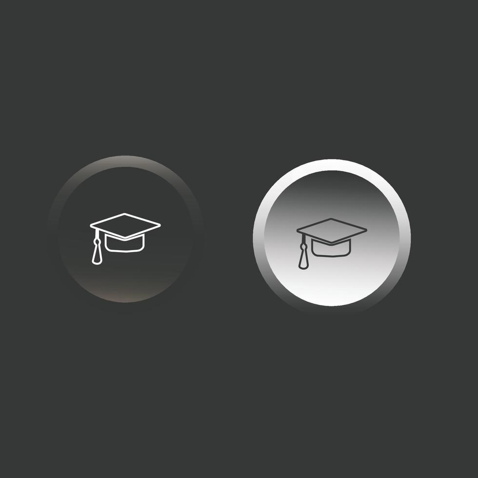 diploma uitreiking hoed icoon en knop vector