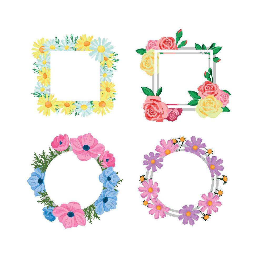 set floral frames vector