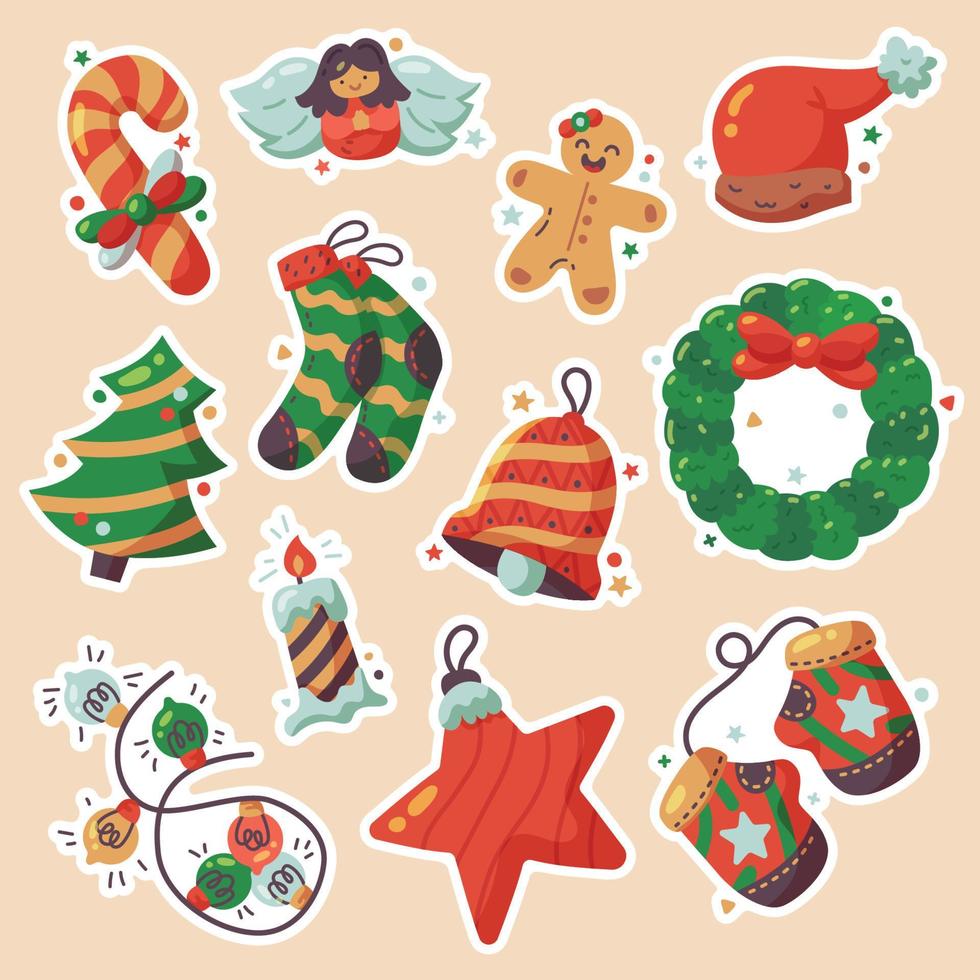 Kerstmis sticker verzameling voor logboek en ontwerper Aan vakantie vector