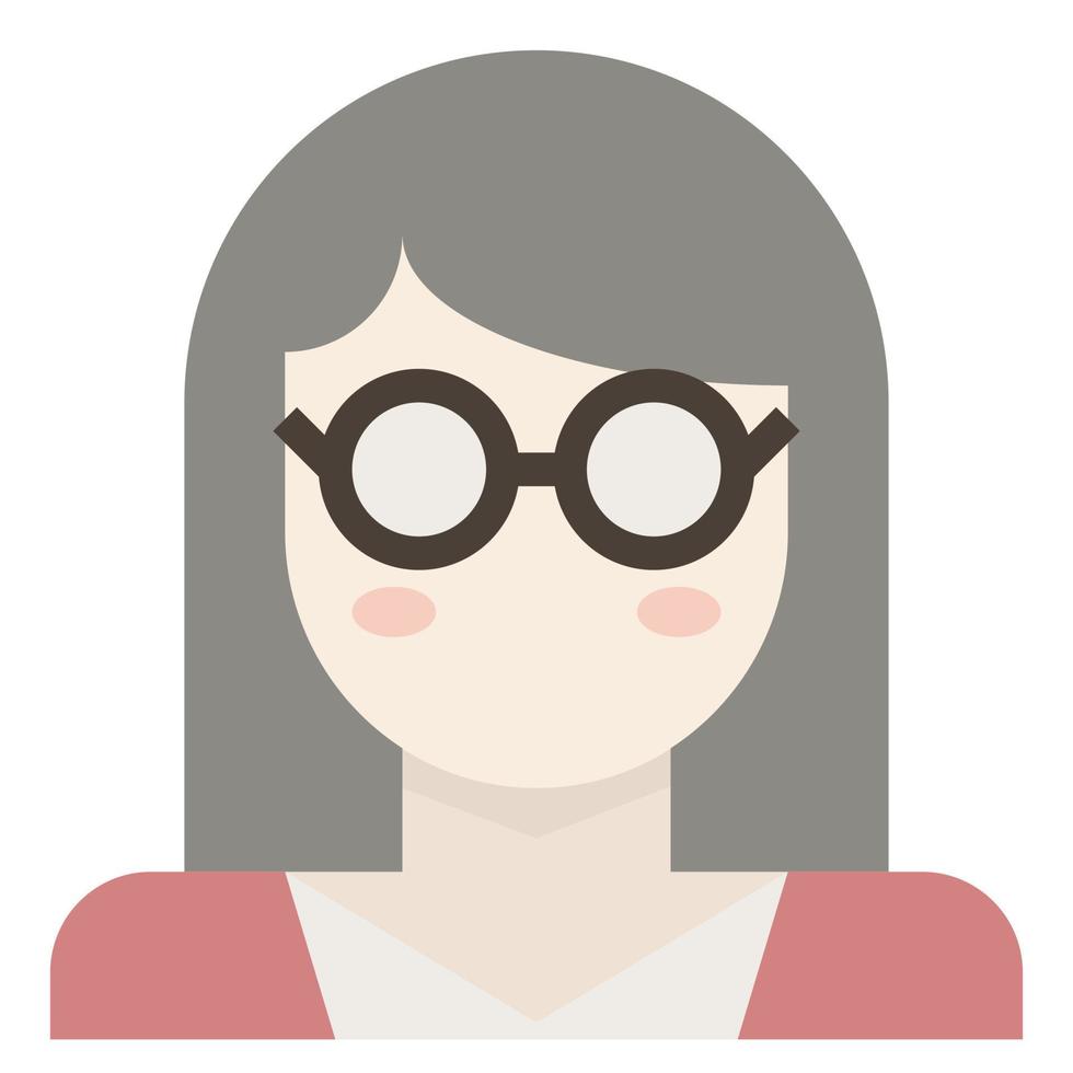 bril vervelend meisje nerd vrouw vrouw avatar klem kunst icoon vector