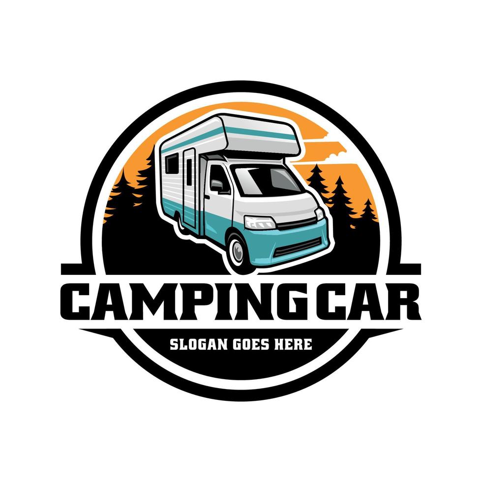 rv, camping auto, camper busje illustratie logo vector