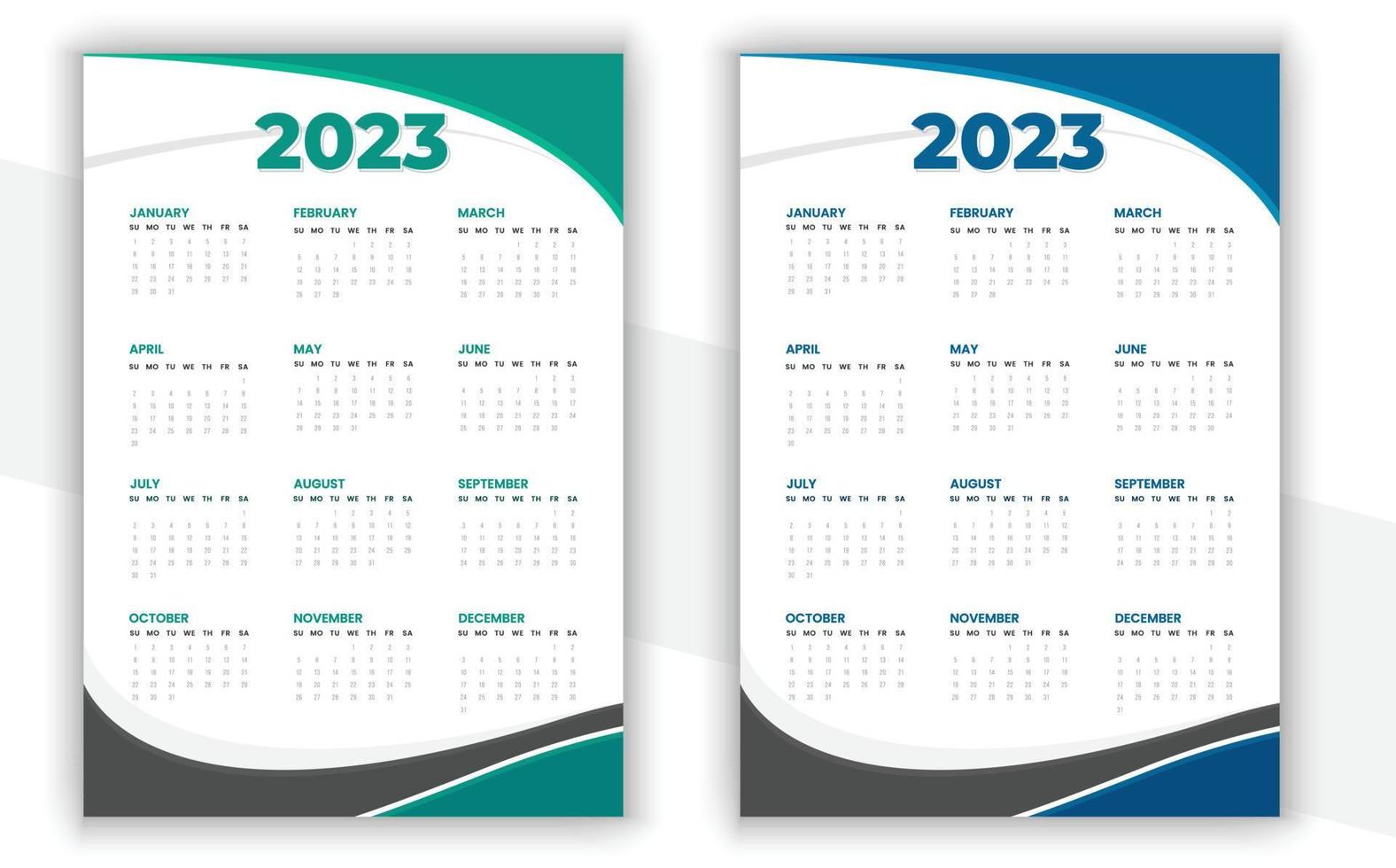 2023 muur kalender ontwerp vector