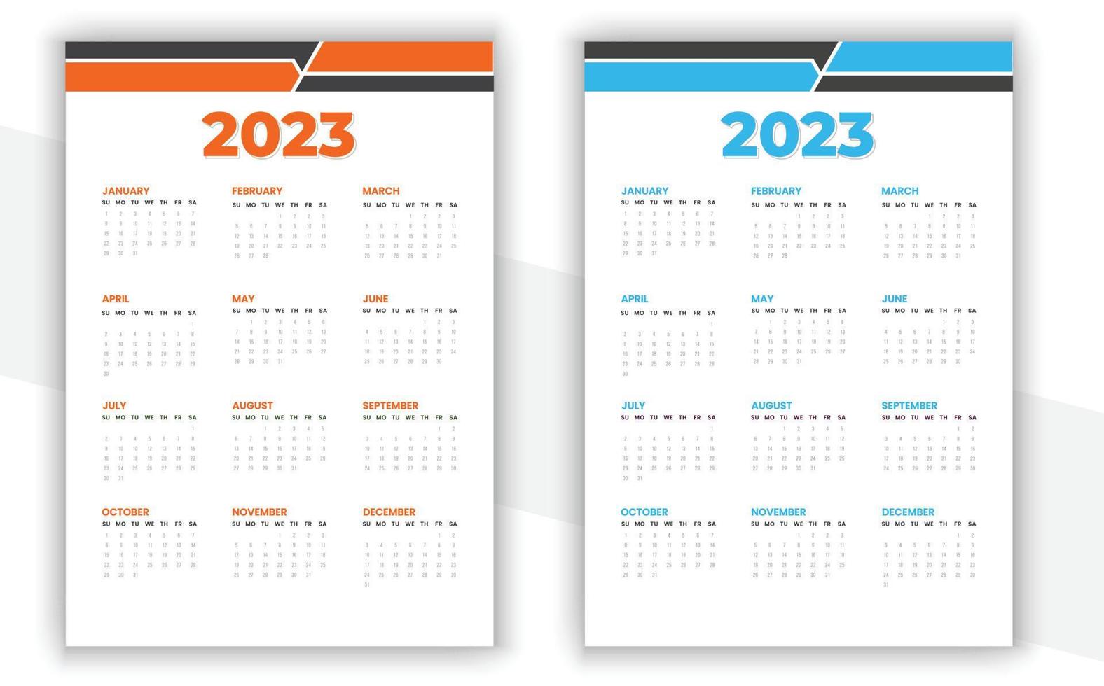 2023 muur kalender ontwerp vector