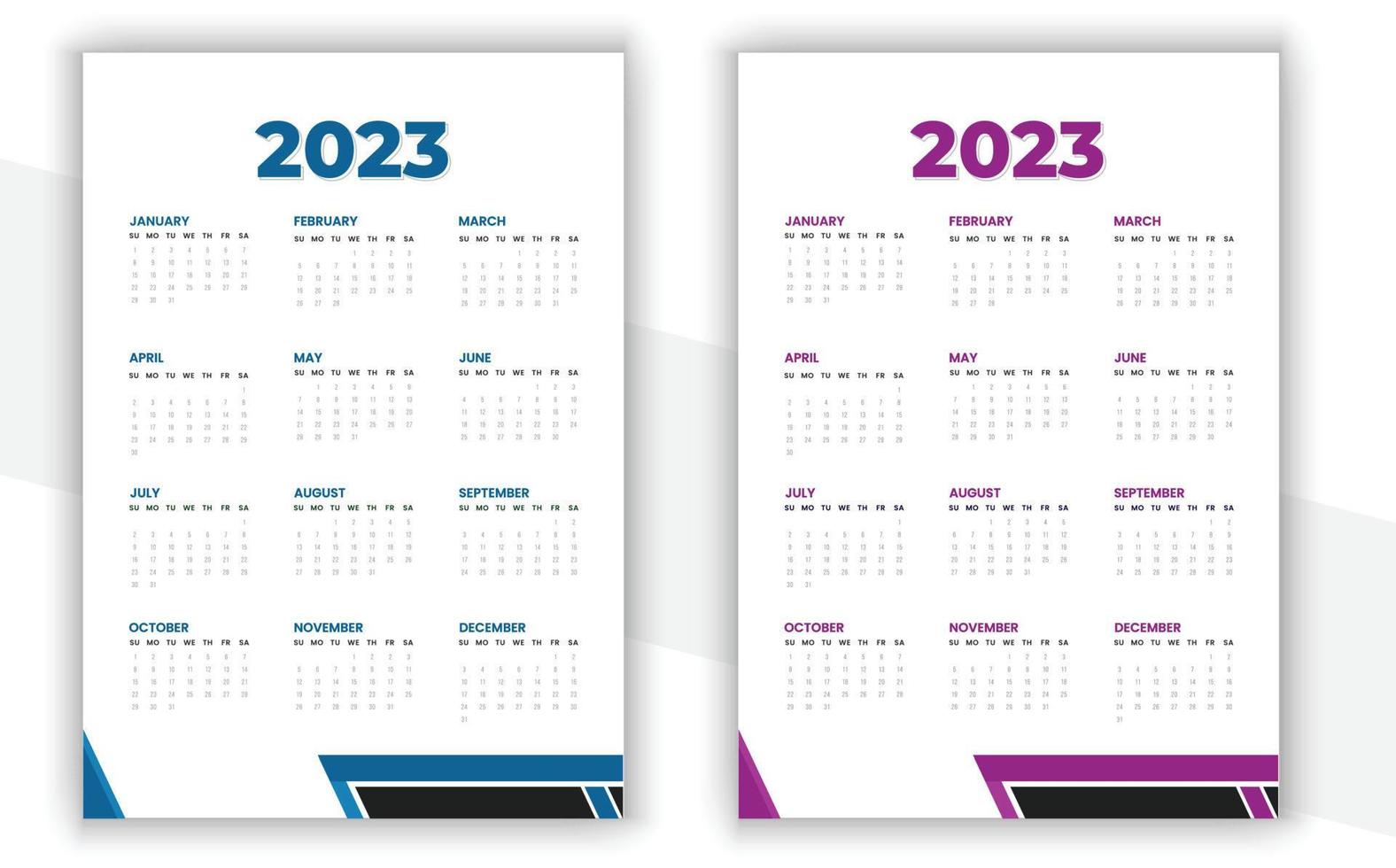 2023 muur kalender ontwerp vector