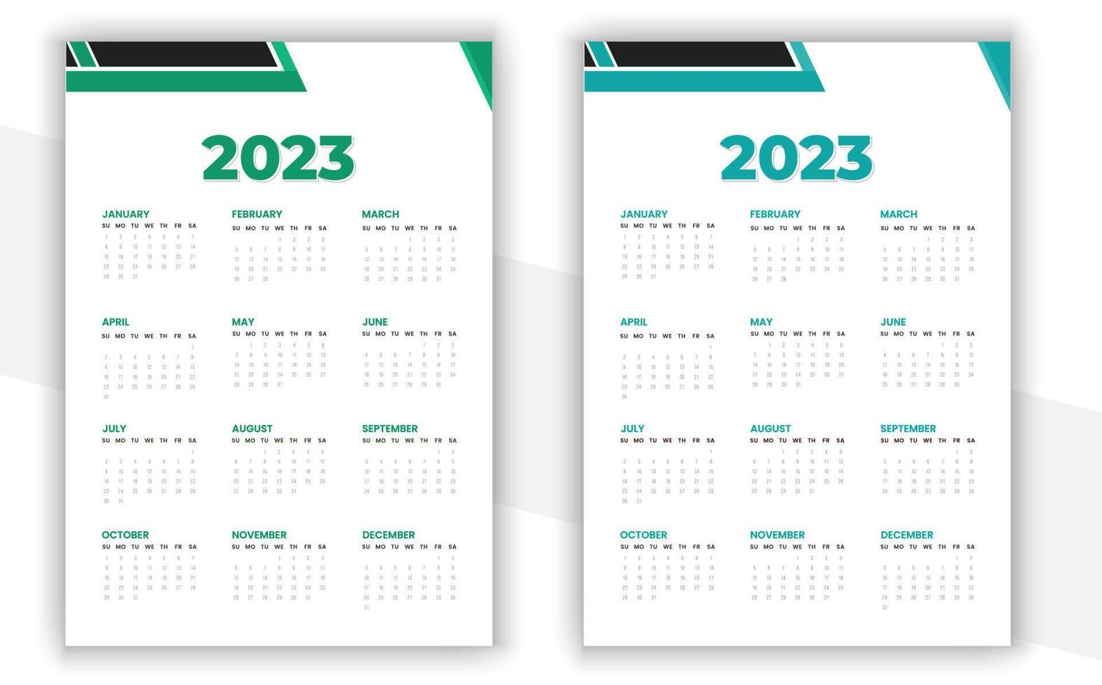 2023 muur kalender ontwerp vector