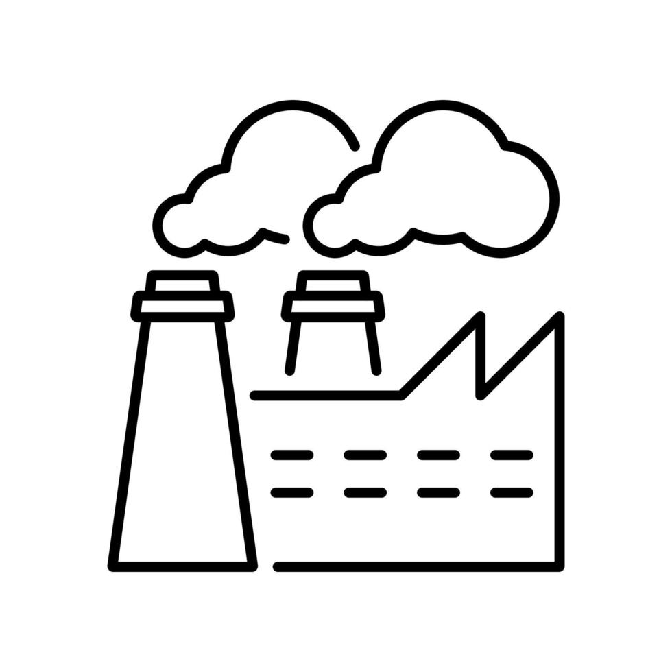 fabriek industrie gebouw lijn icoon. industrieel productie verontreiniging lineair pictogram. raffinaderij zwaar industrie schets icoon. zakelijke macht station bewerkbare hartinfarct. geïsoleerd vector illustratie.