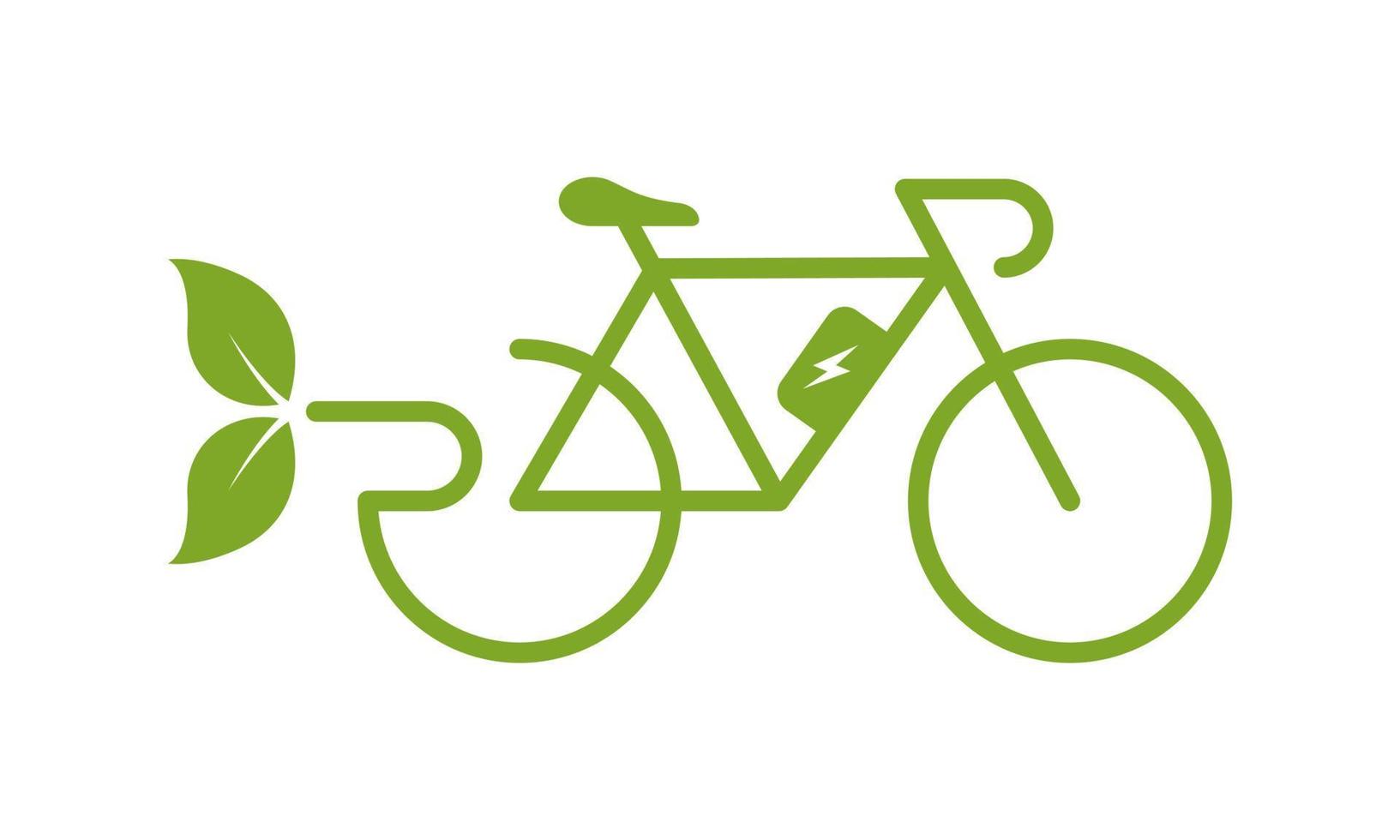 groen energie eco fiets silhouet icoon. eco vriendelijk elektriciteit stad vervoer glyph pictogram. fiets Aan elektrisch macht symbool. opslaan milieu vervoer. geïsoleerd vector illustratie.