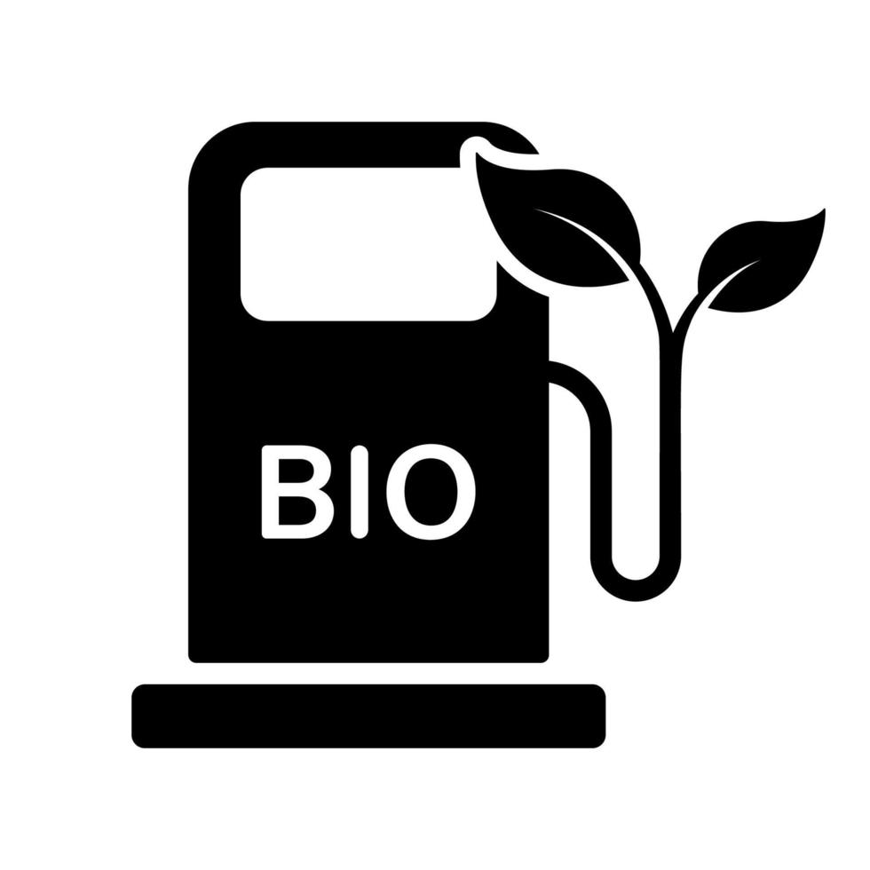 bio silhouet icoon. ecologie diesel olie station glyph pictogram. biologisch groen energie in benzine pomp icoon. milieu natuurlijk biobrandstof alternatief gas. geïsoleerd vector illustratie.