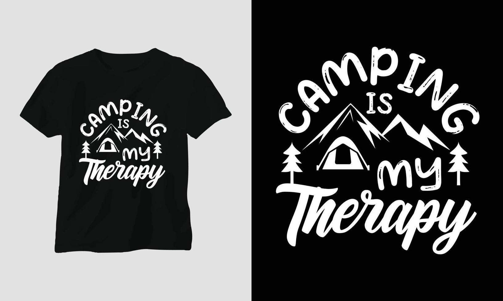 camping SVG ontwerp met kamp, tent, berg, rinkelen, boom, lint, wandelen silhouet vector