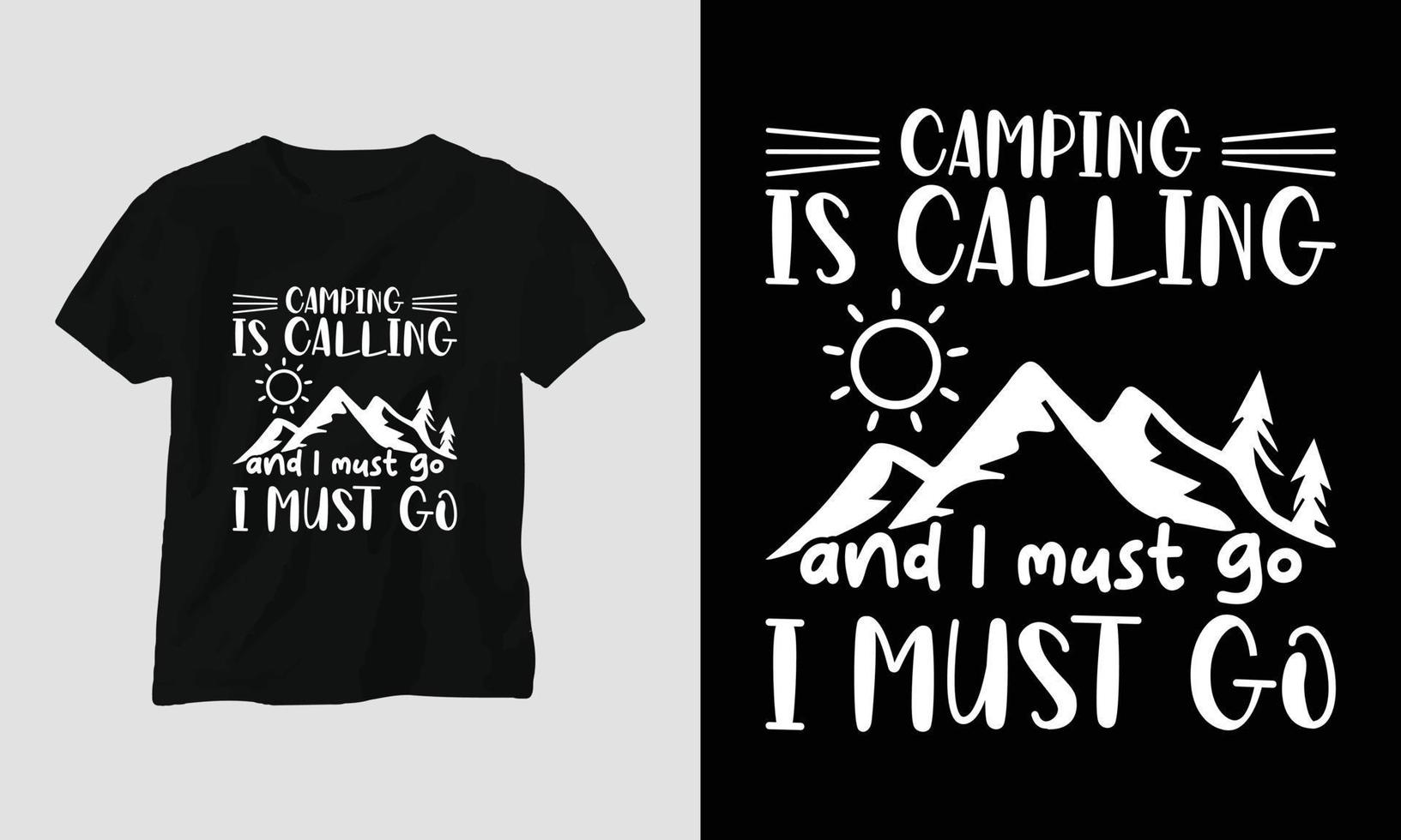 camping SVG ontwerp met kamp, tent, berg, rinkelen, boom, lint, wandelen silhouet vector