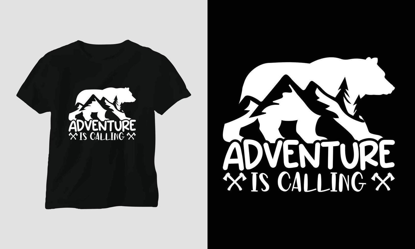 camping SVG ontwerp met kamp, tent, berg, rinkelen, boom, lint, wandelen silhouet vector