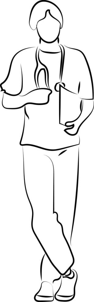 verpleegster met stethoscoop, illustratie, vector Aan wit achtergrond.