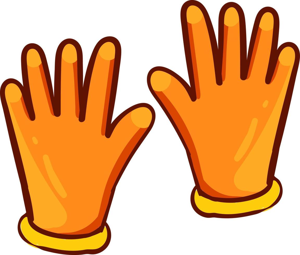 oranje handschoenen, illustratie, vector Aan wit achtergrond