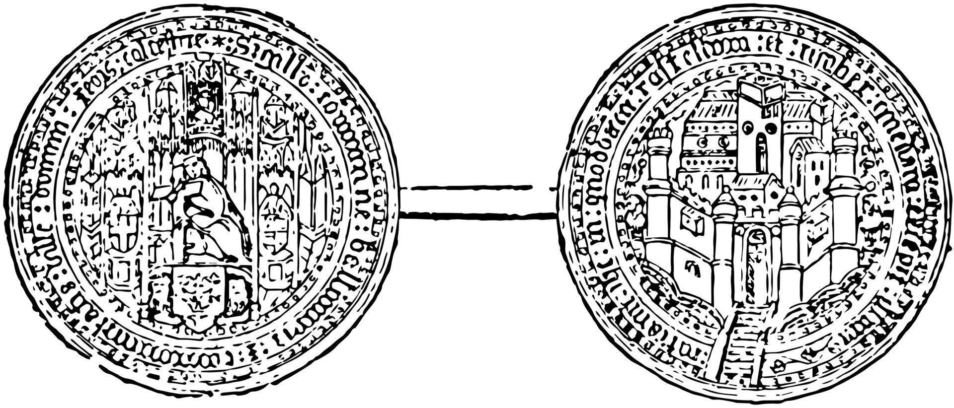 een zegel vertegenwoordigen de stad- van colchester, Engeland, wijnoogst illustratie vector