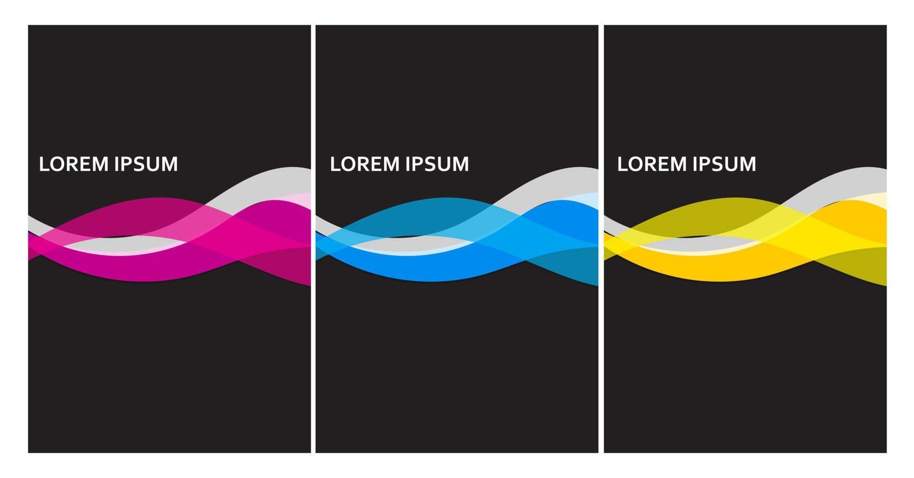 abstract hoofd blauw roze geel Golf Aan zwart achtergrond. sjabloon set. vector illustratie