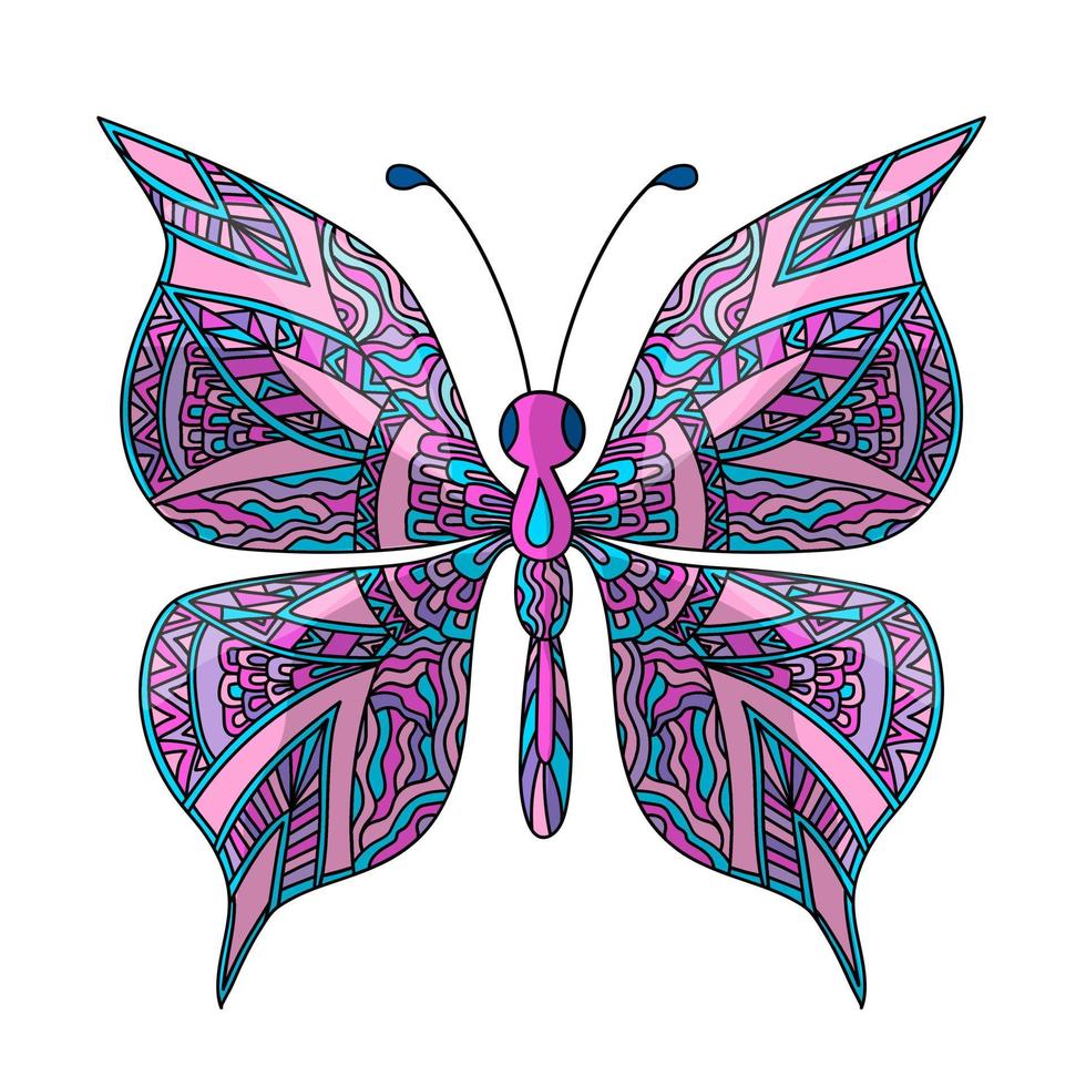 vlinder. kleur bladzijde in zentangle stijl. vector