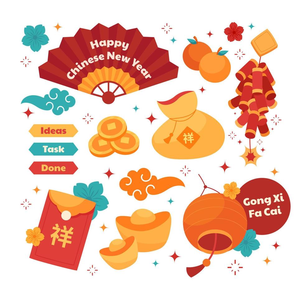 Chinese nieuw jaar logboek sticker vector