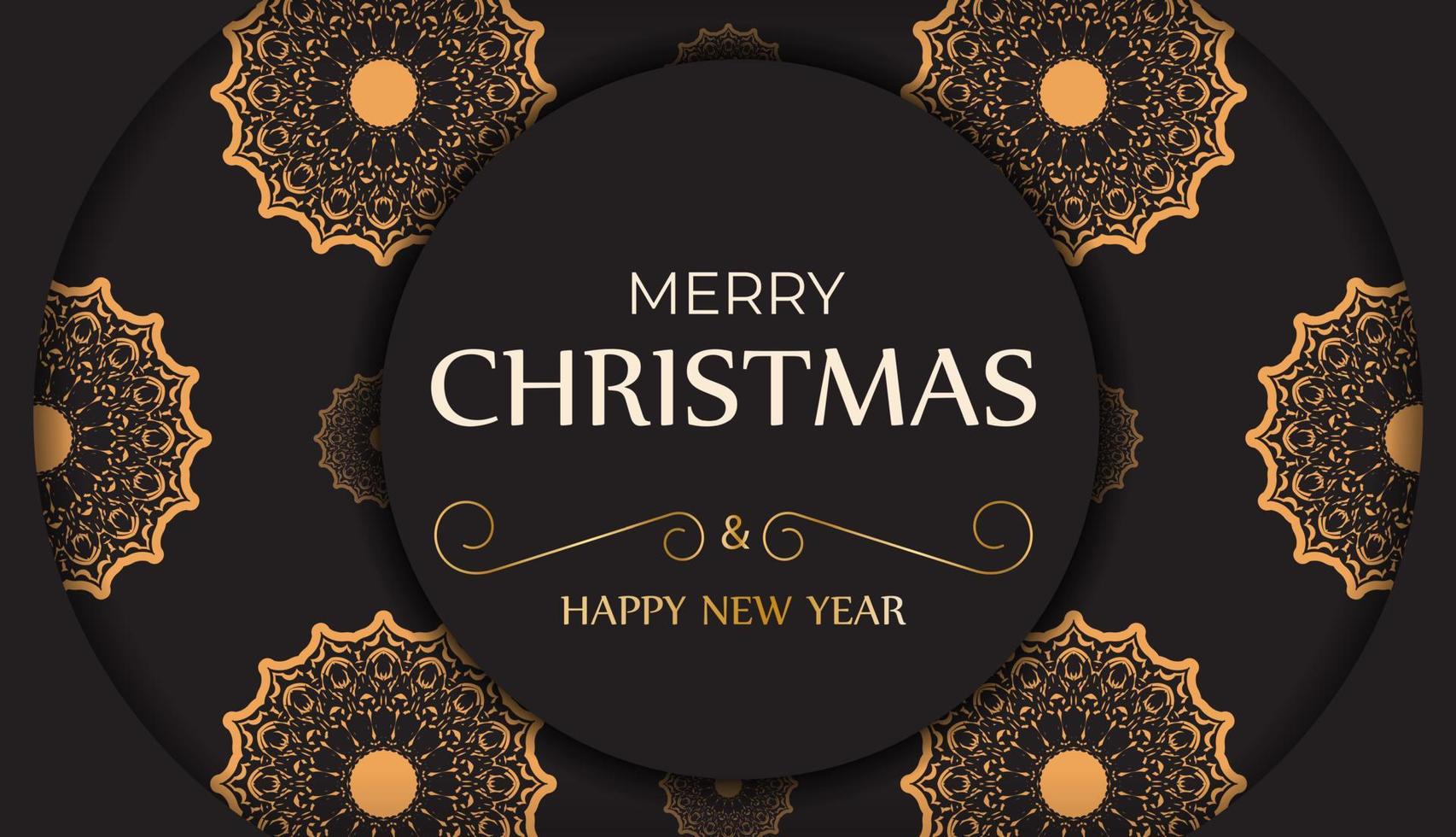 ansichtkaart vrolijk Kerstmis en gelukkig nieuw jaar in zwart kleur met winter patroon. vector